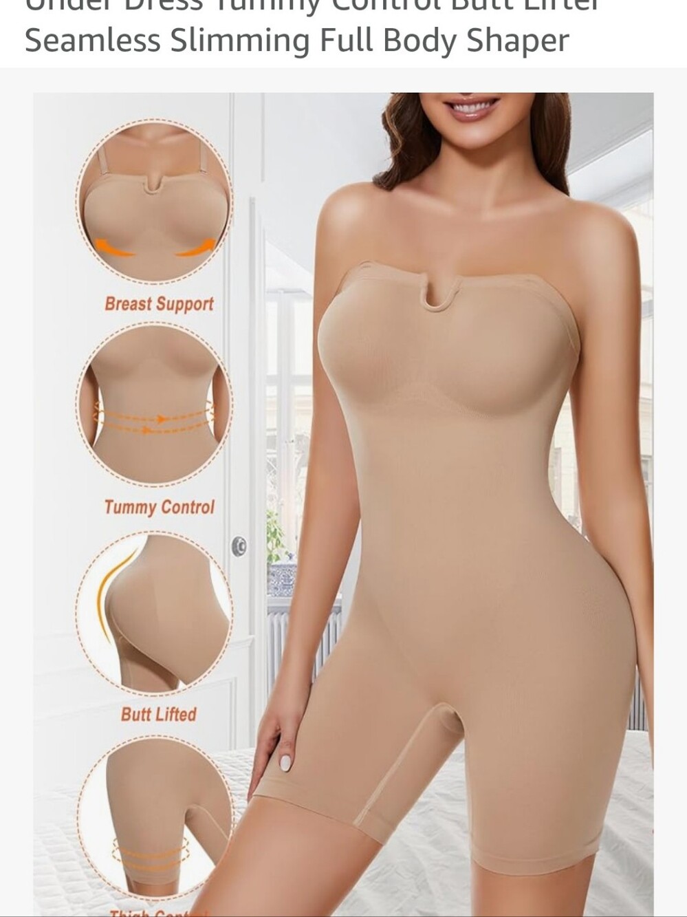 Seamless Strapless Full-Body Shaper - Nude